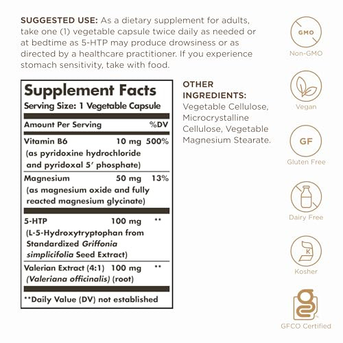 Solgar 5-Htp 100 Mg - 90 Vegetable Capsules - Promotes Relaxation - Non-Gmo Vegan Kosher & Gluten Free 90 Servings