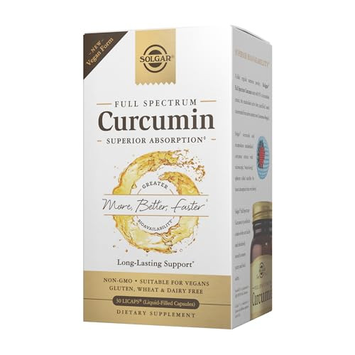 Solgar Full Spectrum Curcumin - 30 Licaps - Superior Absorption - Brain Joint & Immune Health - Non-Gmo Vegan Gluten Free Dairy Free 30 Servings