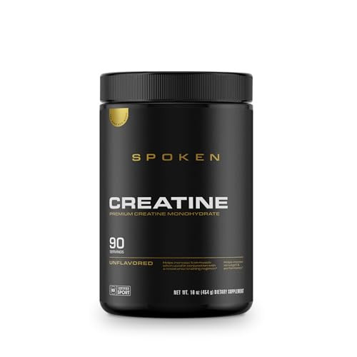 Spoken Nutrition Creatine Monohydrate Build Lean Muscle Mass And Improve Recovery Unflavored Powder 90 Servings Strength & Performance Support