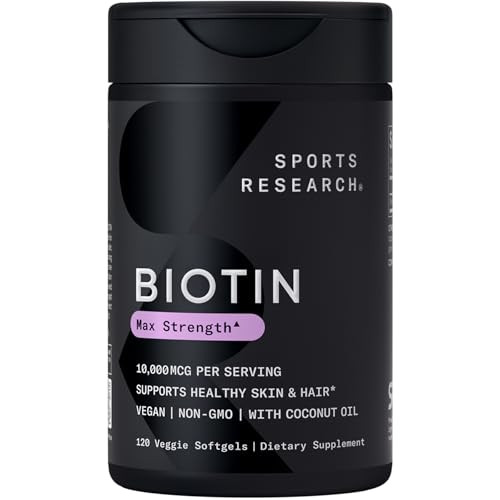 Sports Research Triple Strength Omega 3 Fish Oil 1250Mg From Wild Alaska Pollock - Burpless Fish Oil Supplement With Omega3S Epa & Dha And Vegan Biotin 10000Mcg Coconut Oil Max Strength B7 Vitamin