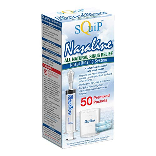 Squip Nasaline Nasal Rinsing Kit With 50 Premixed Saline Packets One Color