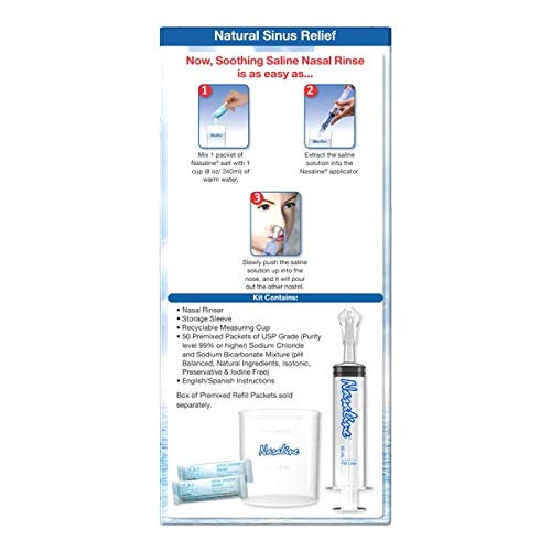 Squip Nasaline Nasal Rinsing Kit With 50 Premixed Saline Packets One Color