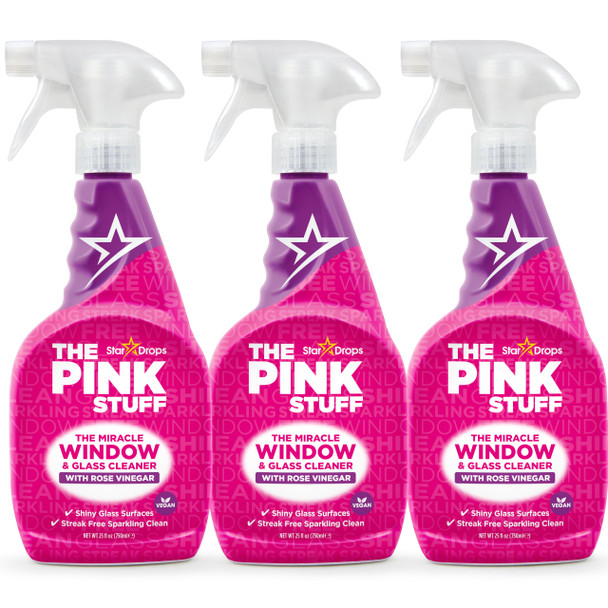 Stardrops - The Pink Stuff - The Miracle Window & Glass Cleaner With Rose Vinegar 3-Pack Bundle (3 Window & Glass Cleaner)