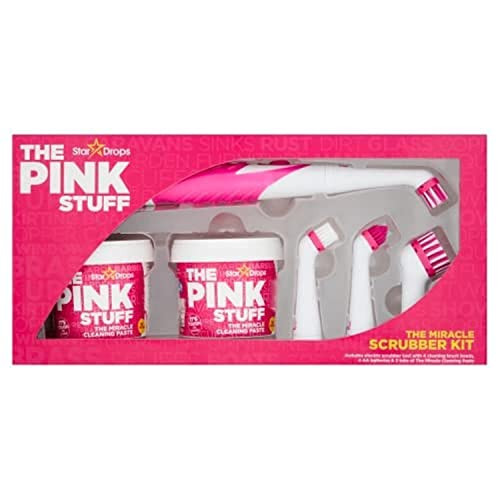 Stardrops - The Pink Stuff - The Miracle Scrubber Kit - 2 Tubs Of The Miracle Cleaning Paste With Electric Scrubber Tool And 4 Cleaning Brush Heads 6 Piece Set