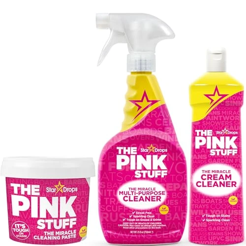 Stardrops The Pink Stuff Miracle Cleaning Bundle Multi-Purpose Paste Spray & Cream Cleaner (3-Pack) Tough On Stains Gentle On Surfaces