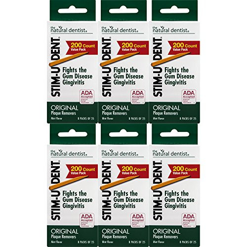 Stim-U-Dent Original The Un-Plastic Plaque Removers Mint-Flavored 200 Count Box (Pack Of 6)