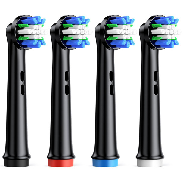 Teetheory Electric Toothbrush Deep Clean Heads 4Pc Brush Head Replacement With Superior Cleaning (Black)