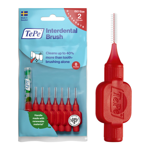 Hemir Tepe Scovolini Interdentali Originali Misura Iso 2 (Filo 05 Mm) Rosso 8 Pz X Confezione