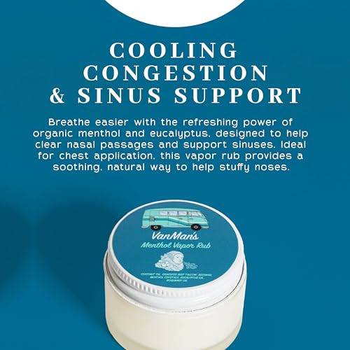 The Vanman Company Vanman Menthol Vapor Rub Soothing Eucalyptus & Menthol Balm For Muscle & Congestion Support Chest Rub & Natural Ointment For Sinus Comfort Petroleum-Free 1 Oz