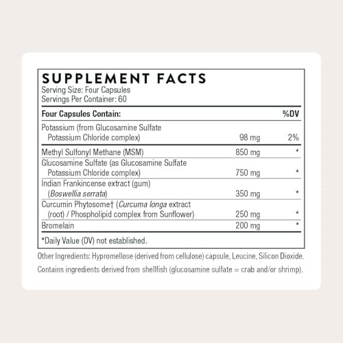 Thorne - Joint Support Nutrients - Formulated With Glucosamine Msm Curcumin Bromelain Boswellia & Potassium For Joint Support - Third-Party Certified - Gluten Dairy & Soy-Free 240 Capsules