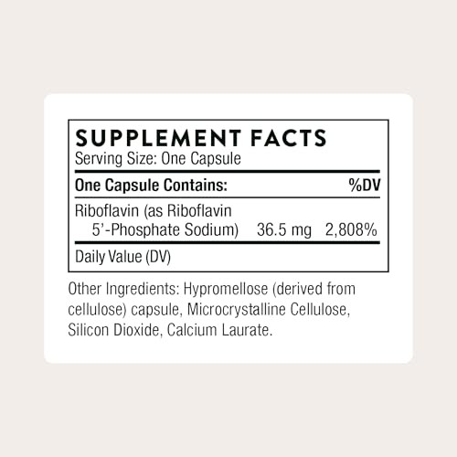 Thorne - Riboflavin 5'-Phosphate - Bioactive Tissue Ready Form Of Vitamin B2 For Methylation Support - Vitamin B2 Supplement - Third-Party Certified - Gluten Dairy & Soy-Free 60 Capsules