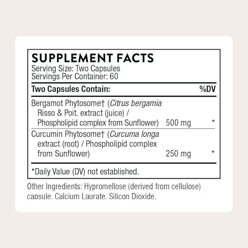 Thorne - Metabolic Health - Bergamot & Curcumin Phytosome Supplement To Aid Weight Management - Supports Healthy Fat Metabolism To Promote A Healthy Liver - Third-Party Certified 120 Capsules