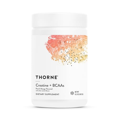 Thorne - Creatine Bcaas - Micronized Creatine Monohydrate Bcaa Powder - Support For Muscles Exercise Endurance & Recovery - For Women & Men - Peach Mango - Nsf Certified For Sport 30 Servings