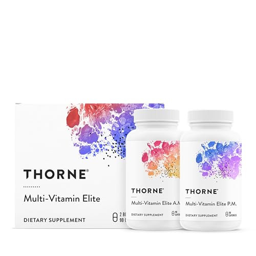 Thorne - Multi-Vitamin Elite - Daily Nutritional Supplement - Two Formulas Support Cellular Energy Production Restful Sleep & More - Third-Party Certified - Gluten Dairy & Soy-Free 180 Capsules