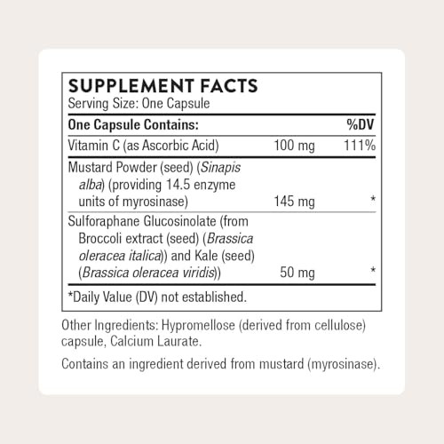 Thorne - Broccoli Seed Extract - Supports Liver Detox & Provides Antioxidant Support - Sulforaphane Glucosinolate (Sgs) Vitamin C & Mustard Powder Supplement - Third-Party Certified 60 Capsules