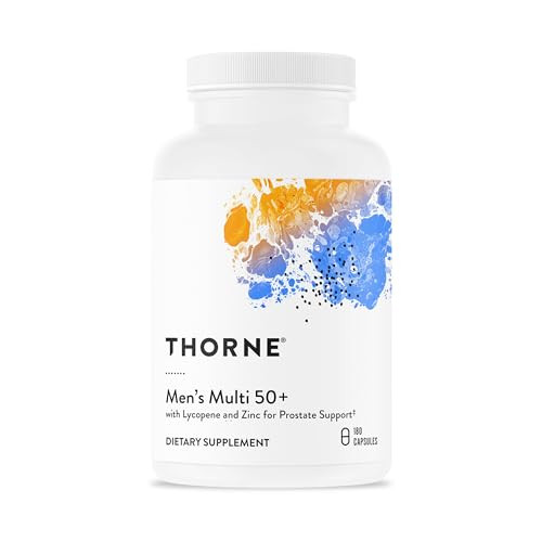Thorne - Men'S Multi 50 - Comprehensive Daily Multi With Vitamins A B6 B12 C D E Zinc & More - Support Heart Brain Prostate Muscle & Immune Health - Third-Party Certified 180 Capsules