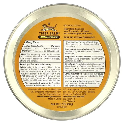 Tiger Balm Sport Rub Pain Relieving Ointment Ultra Strength 1.70 Oz (Pack Of 5)