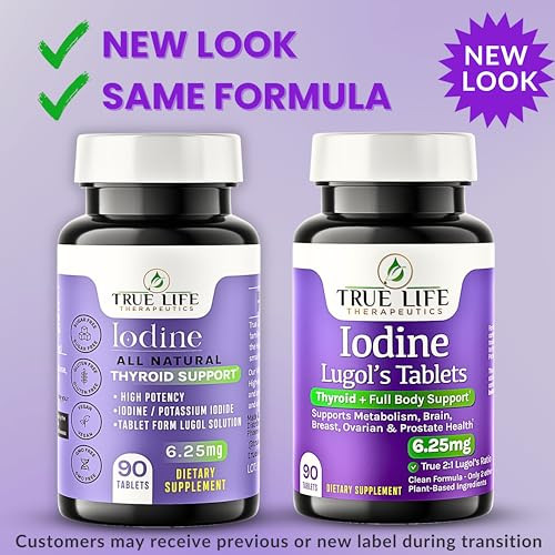 True Life Therapeutics Lugol S Iodine Tablets 6.25Mg Precise-Dose Thyroid & Energy Support No Harsh Liquid Stable Potassium Iodide Supplement 90 Ct Non-Gmo No Preservatives