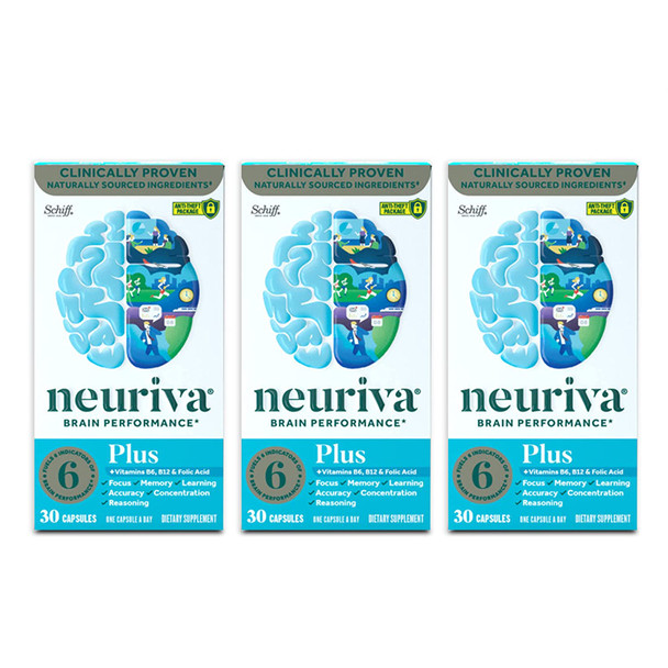 Neuriva Plus Brain Performance (30 Count), Brain Support Supplement With Clinically Proven Natural Ingredients 1 Ea (Pack Of 3)