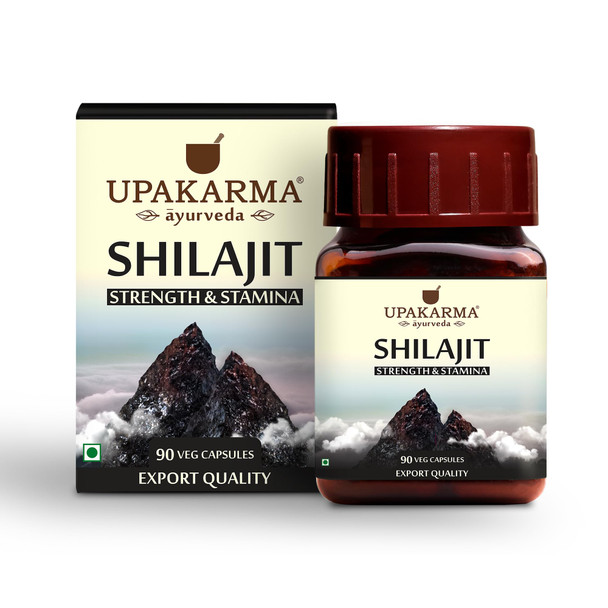 Upakarma Ayurveda 100 Pure Shilajit 90 Capsules For StrengthStaminaImmune SupportNatural Source Of Fulvic Acid & Trace Minerals-1000 Mg For 2 Capsule(Daily Dosage) 1.5 Month Of Supply - Pack Of 1
