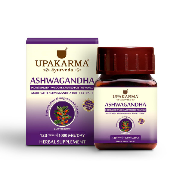 Upakarma Ashwagandha 60 Day Supply Pure Extract Based 1000 Mg Per Serving Lab Tested R&D Backed 120 Vegan Capsules Supplements For Stress Relief And Energy Support