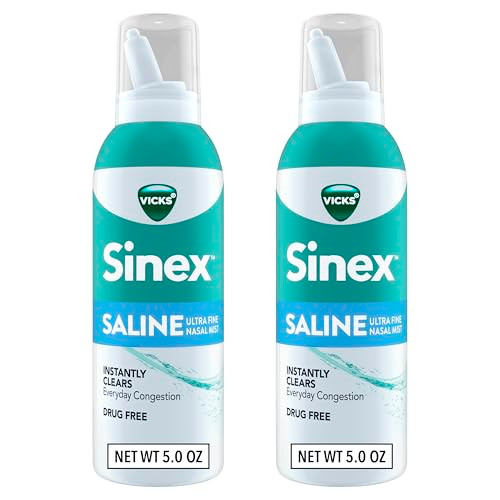 Vicks Sinex Saline Nasal Spray Drug Free Ultra Fine Mist Clear Everyday Sinus Congestion Fast Clear Mucus From A Cold Or Allergy Daily Use 5.0 Fl Oz X 2