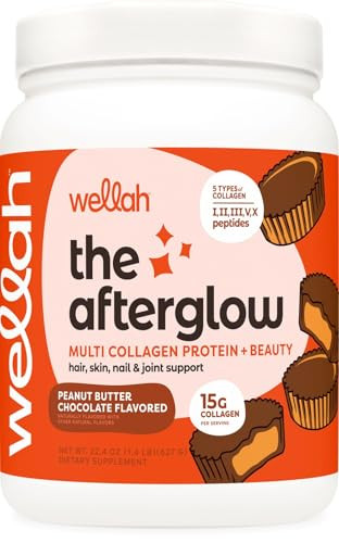 Wellah The Afterglow Multi Collagen Protein Beauty (Peanut Butter Chocolate Flavored) 30 Servings