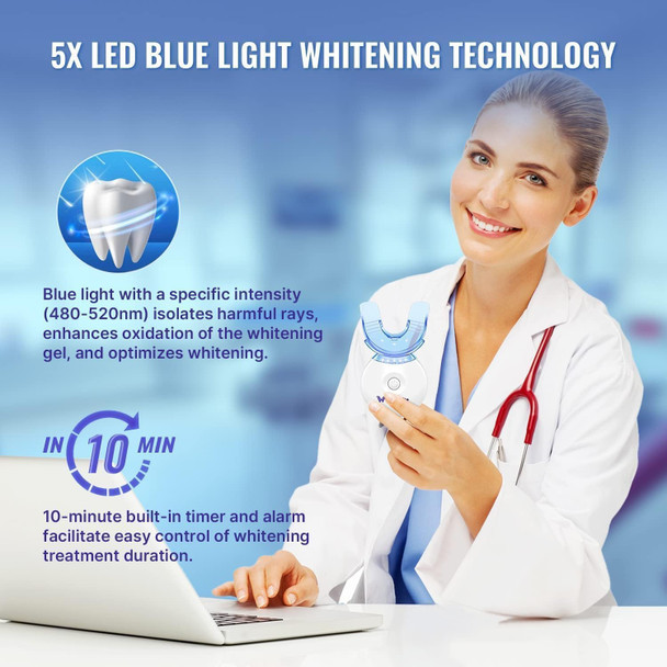 Whitebite Pro Teeth Whitening Kit For Sensitive Teeth 4 Whitening Gels & 2 Remineralizing Gels Led Light System For Fast Results Professional Dental Grade Enamel Safe