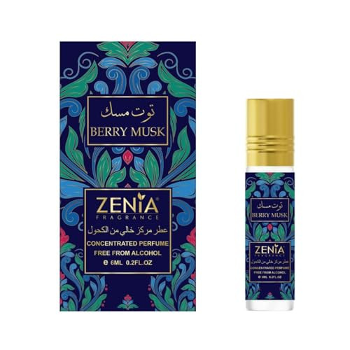 Zenia Berry Musk Perfume Oil Roll-On 6Ml / 0.2Oz Long Lasting Alcohol-Free Fruity Floral Fragrance Oil With Blueberry Rose Vanilla & Patchouli