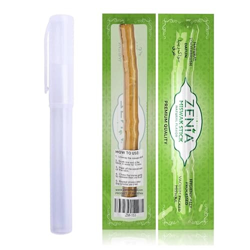 Zenia Sewak Natural Miswak Toothbrush - 2 Sticks & 1 Holder - Vacuum Sealed Natural Flavor Traditional Toothbrush Stick - For Healthy Gums & Teeth