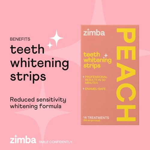Zimba Teeth Whitening Strips For Teeth Sensitive White Strips For Teeth Whitening Teeth Whitener Stain Remover 28 White Strips Included Per Pack 2 Pack (14 Day Treatment) Mint And Peach
