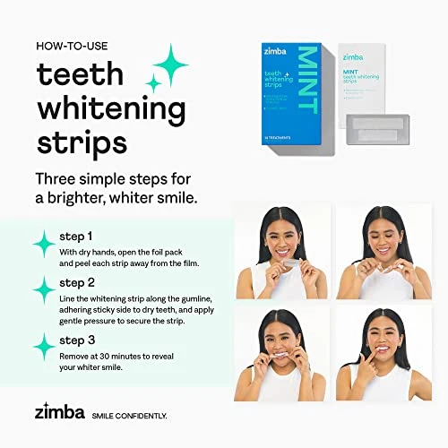 Zimba Teeth Whitening Strips For Teeth Sensitive White Strips For Teeth Whitening Teeth Whitener Stain Remover 28 White Strips Included Per Pack 2 Pack (14 Day Treatment) Coconut And Peach