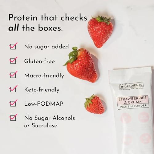 Just Ingredients Protein Powder Sample Pack 10 Single Serve Stick Packs Grass-Fed Whey Protein 22-24G Protein No Sugar Added No Artificial Sweeteners Gluten-Free Keto-Friendly
