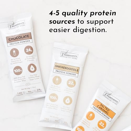 Just Ingredients Protein Powder Sample Pack 10 Single Serve Stick Packs Grass-Fed Whey Protein 22-24G Protein No Sugar Added No Artificial Sweeteners Gluten-Free Keto-Friendly