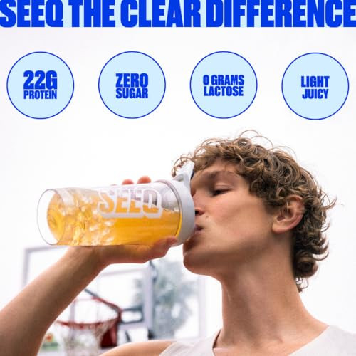 Seeq Clear Protein Powder Packets - 18 Count Sample Pack - 22G Clear Whey Protein Isolate - Zero Sugar - 0G Lactose Allergen-Friendly - Glp-1 Support - Post-Workout Recovery - Mixed Flavors