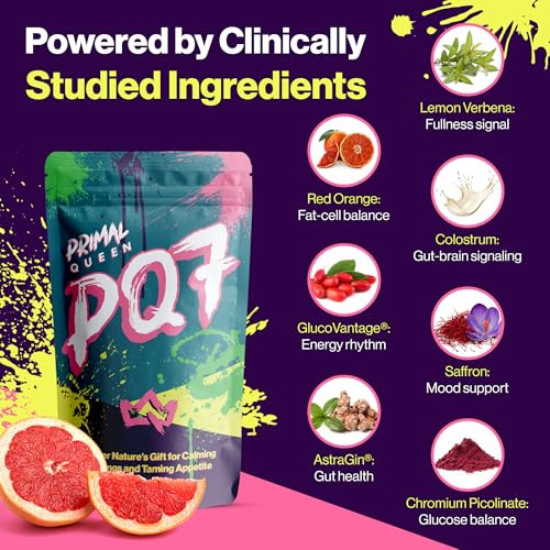 Primal Queen Pq7 Appetite Control Supplement For Women Supports Cravings Hunger & Fullness Signals Stimulant-Free Formula With Clinically Studied Ingredients 60 Capsules