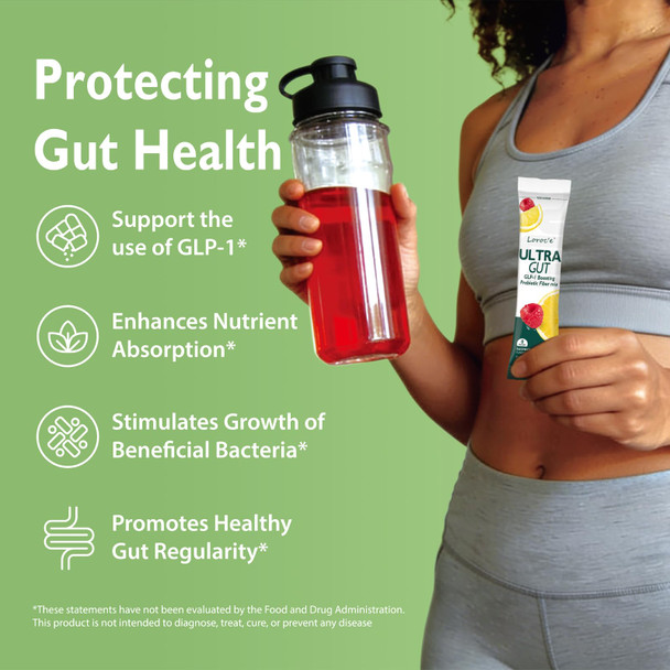 Loroc'E Ultragut Glp-1 Booster Fiber Mix Drink Cortisol Reducer & Sleep Aid For Weight Loss & Gut Health - With Prebiotics Magnesium Glycinate L-Theanine Ashwagandha Vitamin D No Sugar 30 Servings
