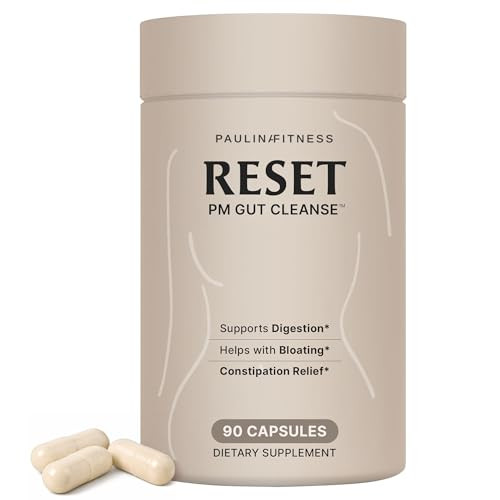 Paulina Fitness Reset Overnight Digestive Aid Bloating Relief & Gut Health Supplement | Natural Detox & Digestive Cleanse To Support Weight Management And Relieve Constipation 90 Capsules