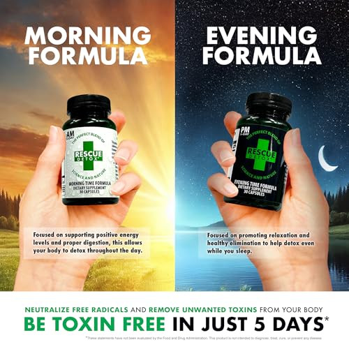 Rescue Detox 5 Day Detox Kit - 72Ct Capsules | Comprehensive Full Body Cleanse With Bonus Instant Ice Caps