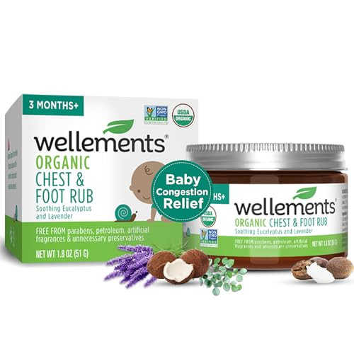 Wellements Organic Baby Chest & Foot Rub For 3 Months+ (1.8 Fl Oz) | Soothes & Comforts | Baby Congestion Relief* With Eucalyptus And Lavender | Free From Petroleum Menthol And Artificial Fragrance