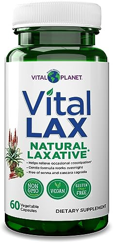 Vital Planet - Vital Lax Natural Laxative Cleanse Supplement For Occasional Constipation With Magnesium Hydroxide Slippery Elm Aloe And Triphala To Support Bowel Regularity 60 Capsules