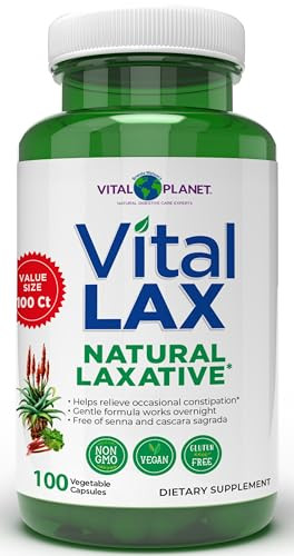Vital Planet - Vital Lax Natural Laxative Cleanse Supplement For Occasional Constipation With Magnesium Hydroxide Slippery Elm Aloe And Triphala To Support Bowel Regularity 100 Capsules