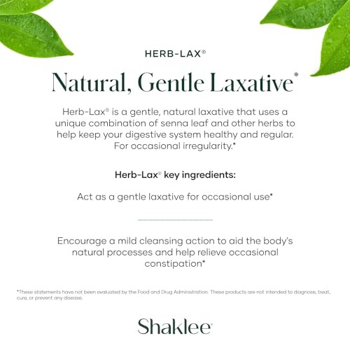 Shaklee - Herb-Lax Gentle Laxative - Herbal Blend With Senna Leaf For Digestive Health & Regularity - Occasional Constipation Support- Enhanced Proprietary Formula 240 Tablets