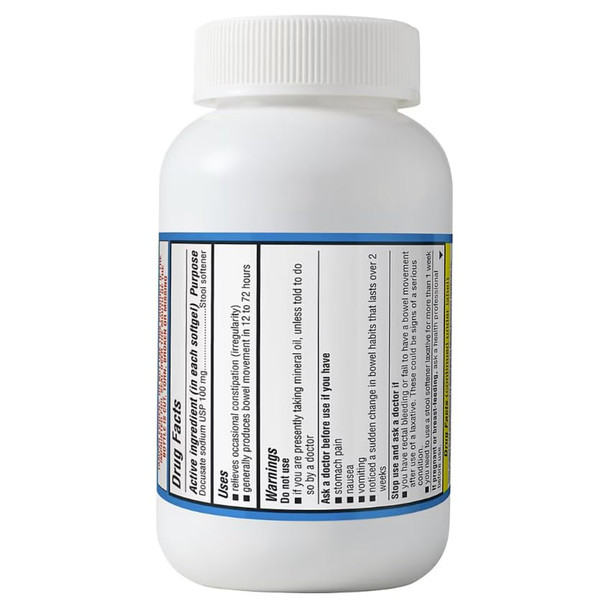 Berkley Jensen Stool Softener Laxative Docusate Sodium 100 Mg Stimulant-Free Gentle Dependable Constipation Relief - Helps Promote Regular Bowel Movements 400 Softgels (Pack Of 1)