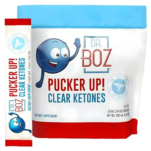 Dr. Boz - Pucker Up! Clear Ketones 20 Packets - Pure Liquid Bhb - Fast Acting Exogenous Ketones - Increase Energy & Clarity - Max Strength - Quality Tested - Made In Usa - Keto Diet 0.34Oz (10Ml)