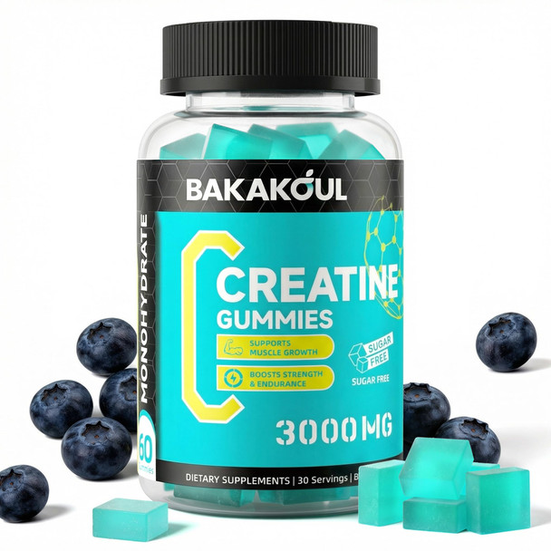 Bakakoul Creatine Monohydrate Gummies For Men & Women - 60 Sugar Free Gummies With Magnesium Glycinate L-Threonate L-Taurine + Vitamin B12 For Muscle Support Energy Boost 1 Pack