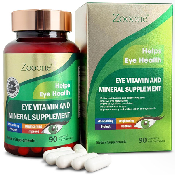 Zooone Lutein And Zeaxanthin Eye Vitamins Eye Vitamin And Mineral Supplement With Vitamin C E Zinc Copper Vision Support For Macular Degeneration Eye Health Pills For Adults & Seniors 90 Capsules