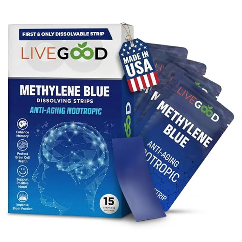 Livegood Methylene Blue Supplement For Mental Clarity And Memory High Purity Pharmaceutical Grade Methylene Blue Strips Fast-Acting Nootropic Brain Support Mint Flavor 15 Count (20Mg Per Strip)