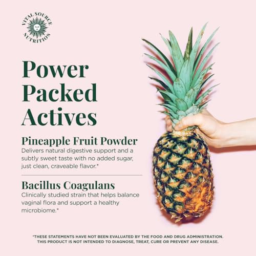 Vital Source Nutrition Vaginal Probiotic Gummies For Women - Ph Balance And Immune Defense Support Healthy Odor And Vaginal Flora - Vegan Gluten-Free - Hawaiian Pineapple - 60 Gummies 30 Servings