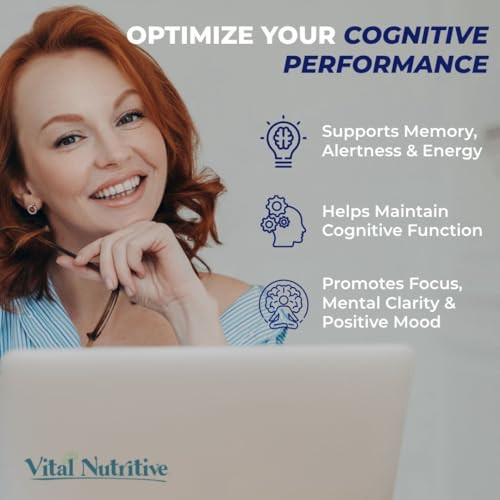 Vital Nootropic 12-In-1 Brain Supplement For Memory Focus & Energy Support L-Tyrosine Bacopa Rhodiola Caffeine B Vitamins Cognitive Balance Capsules For Men & Women 30 Days Supply